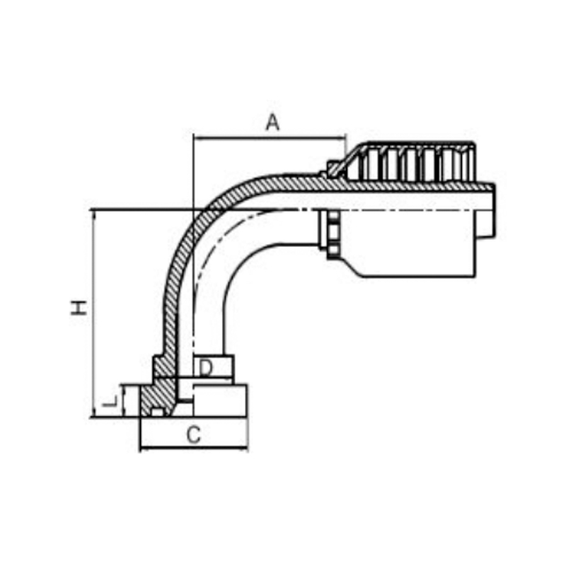90° SAE Flange 3000 PSI Integral