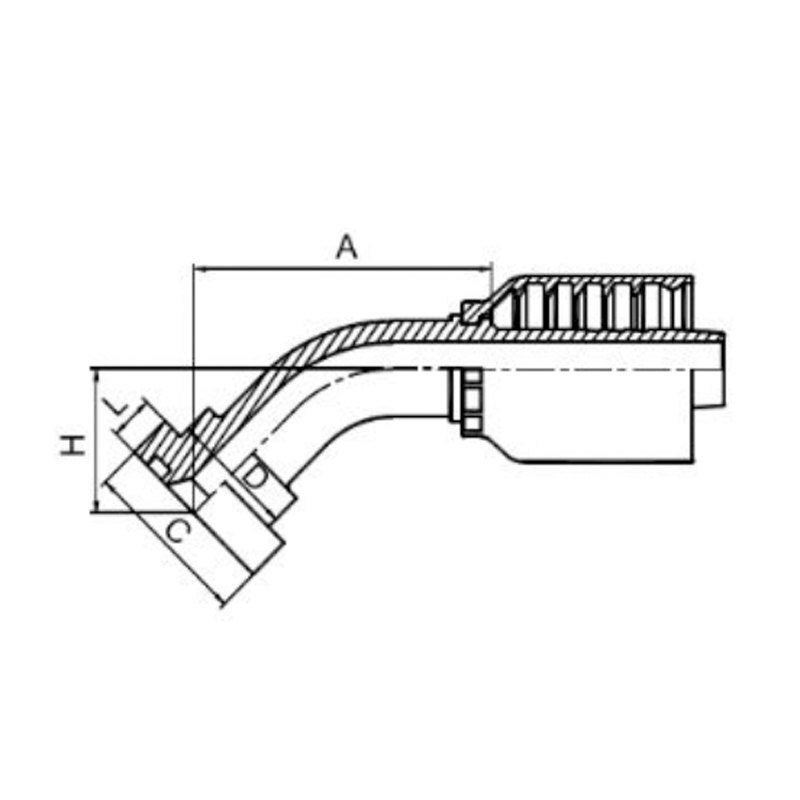 45° SAE Flange 3000 PSI Integral