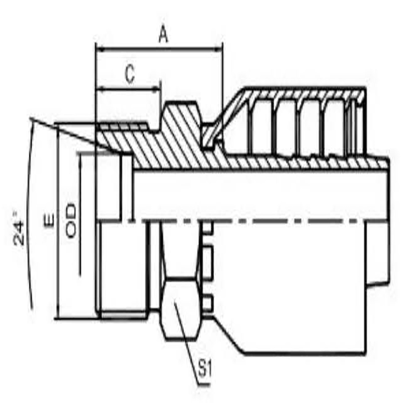 external thread 24° internal conical surface heavy series integral