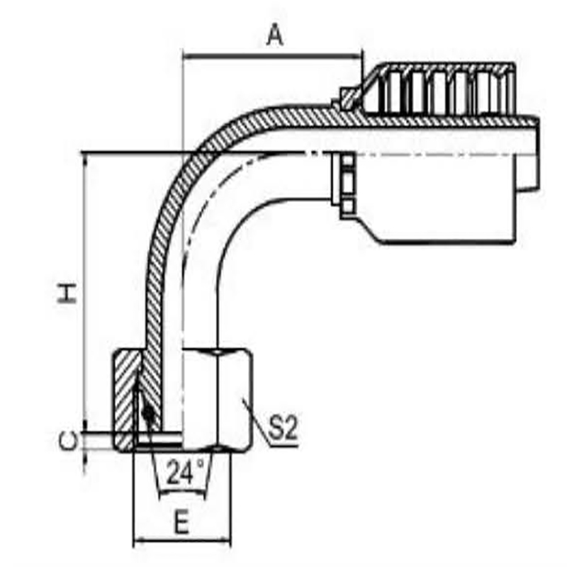 90° Metric Internal Thread 24° Taper with O-Ring Seal Light Series Integral