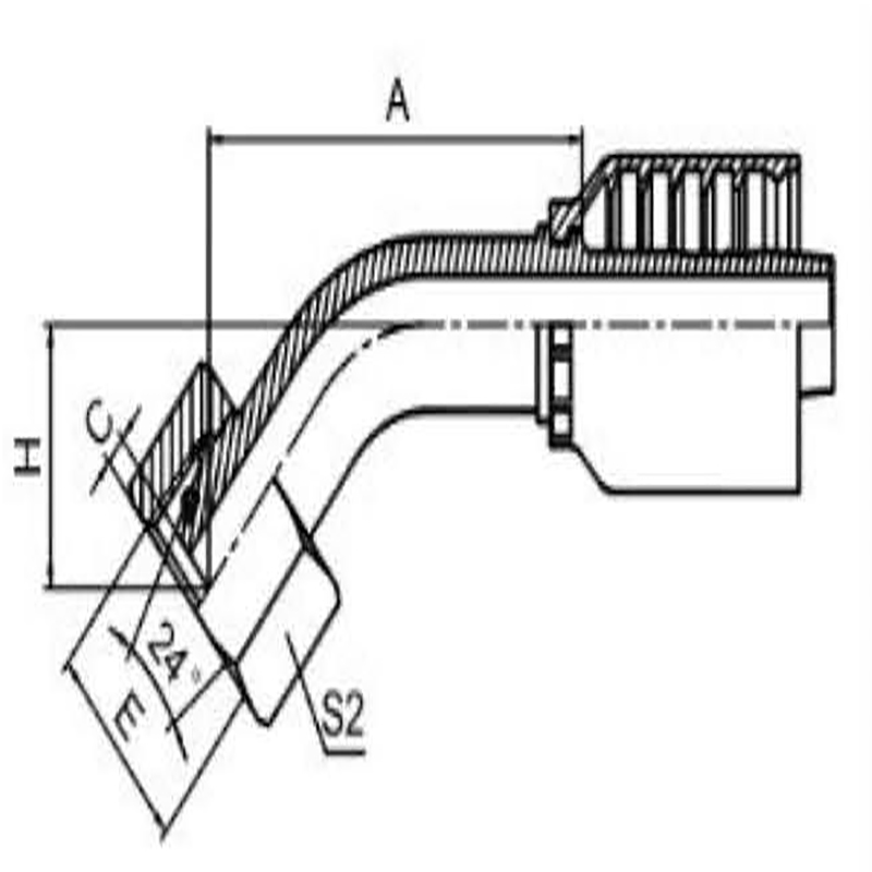 45° Metric Internal Thread 24° Taper with O-Ring Seal Light Series Integral