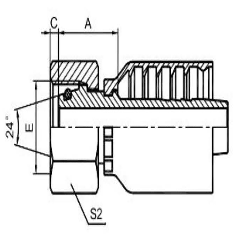 Metric internal thread 24° internal conical surface heavy series integral