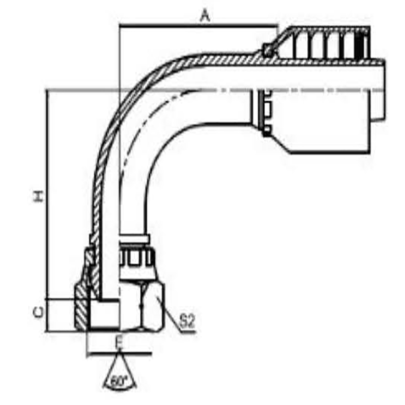 90° British Pipe Thread with 60° External Tapered Surface in One Piece