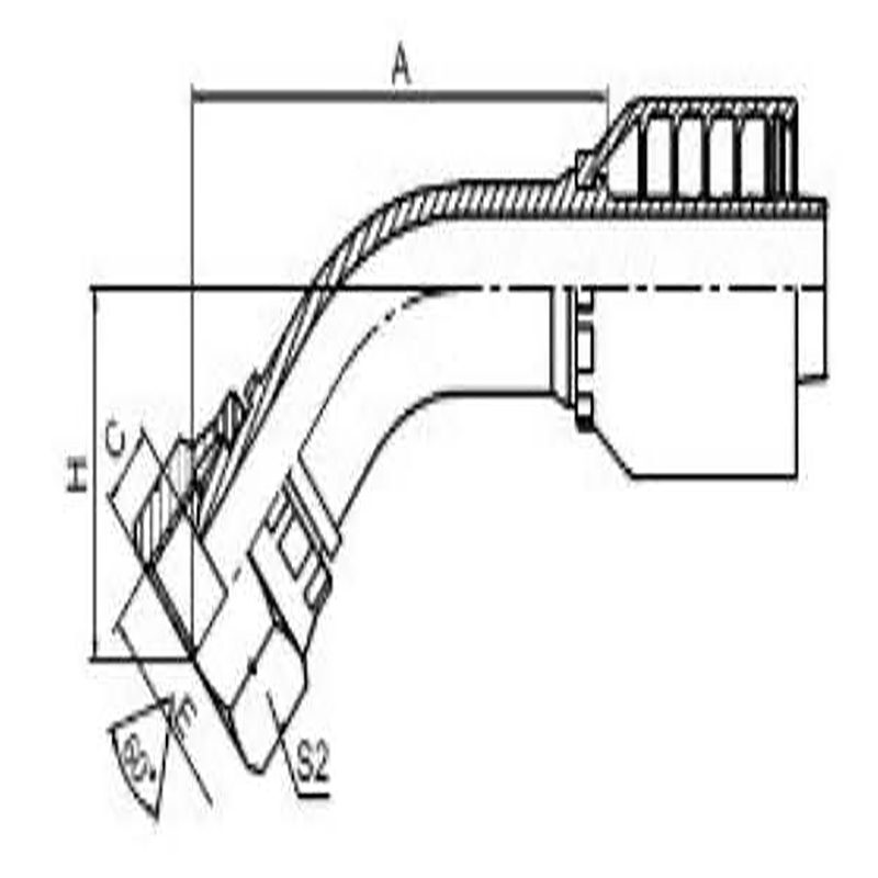 45° internal pipe thread 60° external conical surface integral