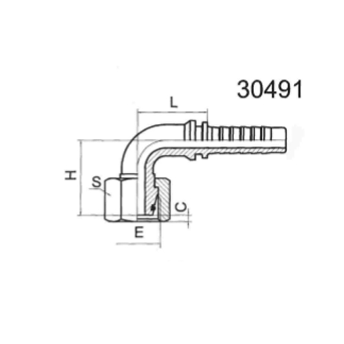 90° Metric Internal Thread with 24° Tapered O-Ring Light Series