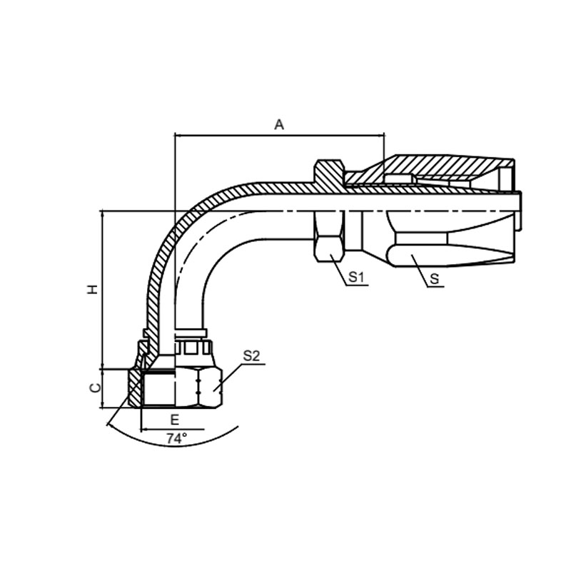90° NPT JIC Internal Thread 74° Internal Taper