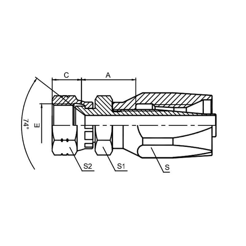 American JIC internal thread 74° internal conical surface