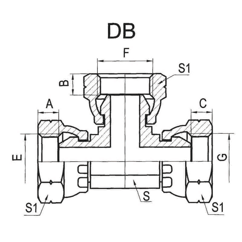 BSP Internal Thread 60° External Cone Three-Way Fitting