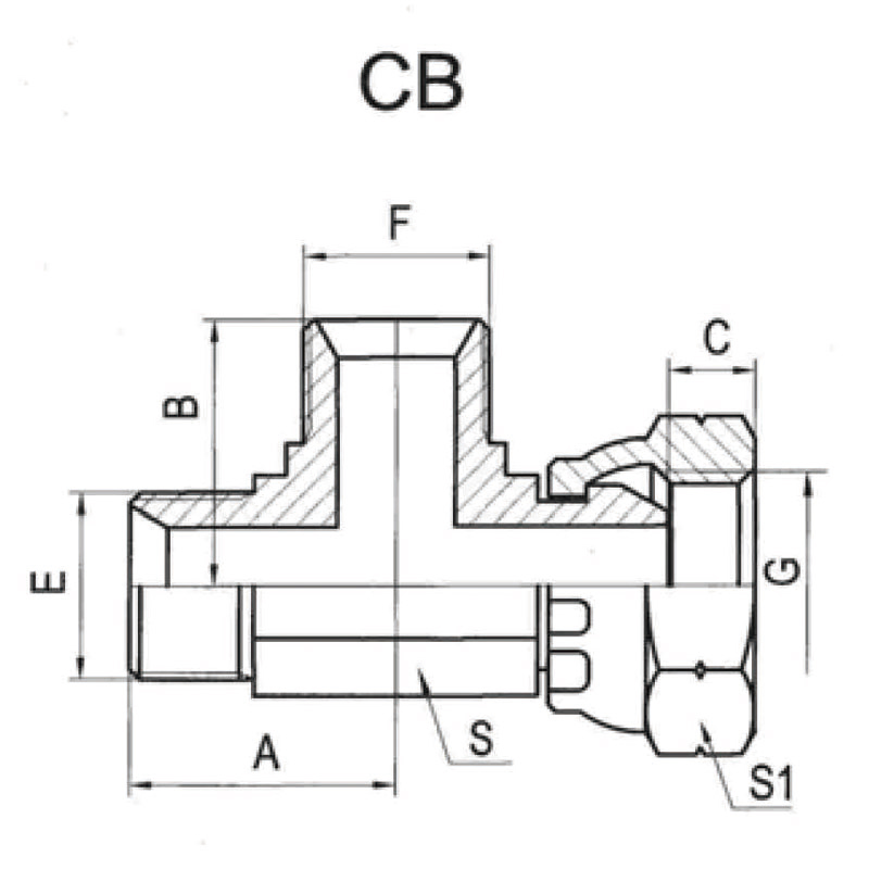 BSP External 60° Cone/ Internal 60° Cone Main Branch Three-Way Fitting