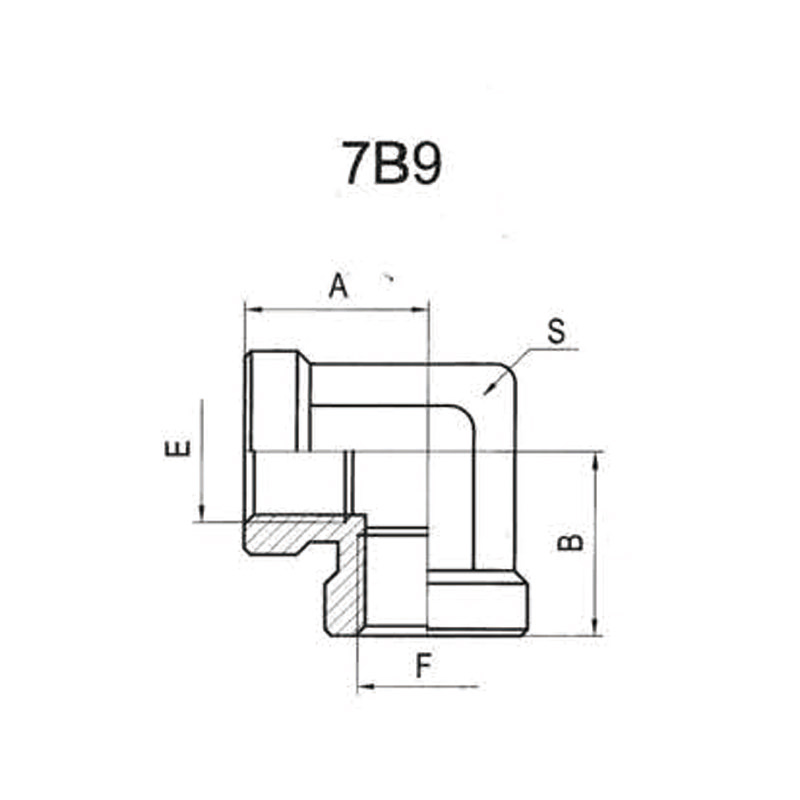 90-degree British Standard Pipe (BSP) internal thread