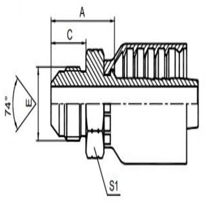 American-made JIC 74° external conical surface integral type
