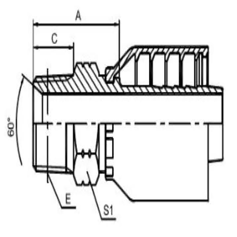 Threaded tube with external thread and 60° internal taper surface, integrated design