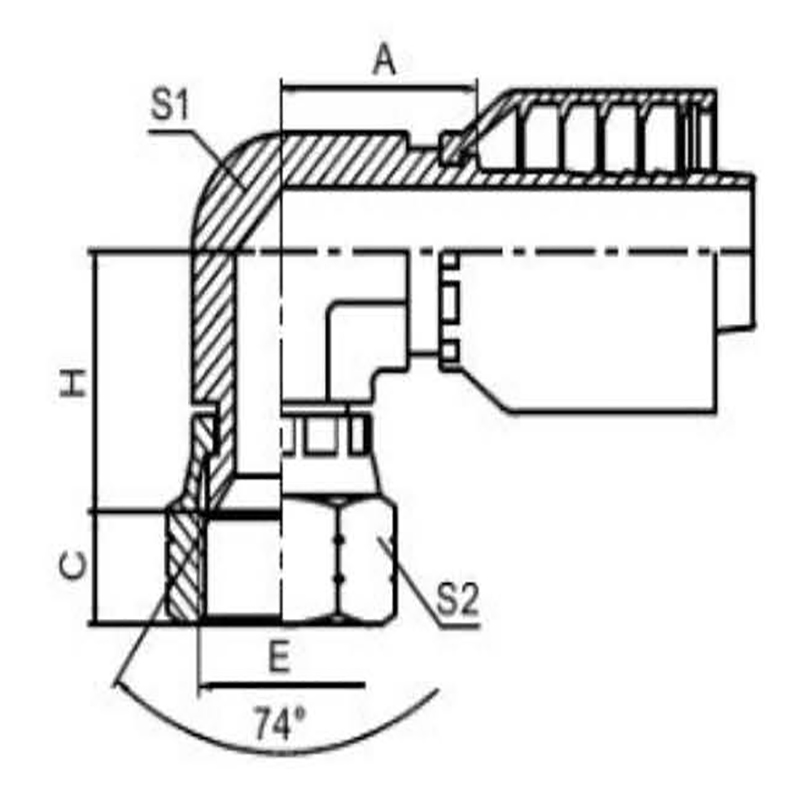 American-made JIC 74° internal cone surface dual hexagon integral type