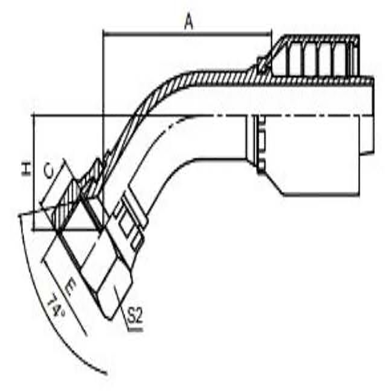 45° US-standard JIC 74° internal taper surface, integral design
