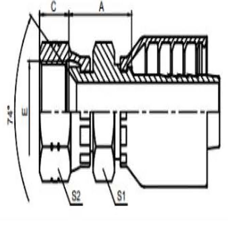 American-made JIC 74° internal cone surface dual hexagon integral type