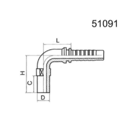 90° metric clamp-type straight pipe