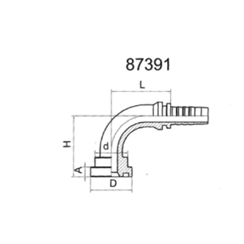 90° SAE flange, 3000 PSI