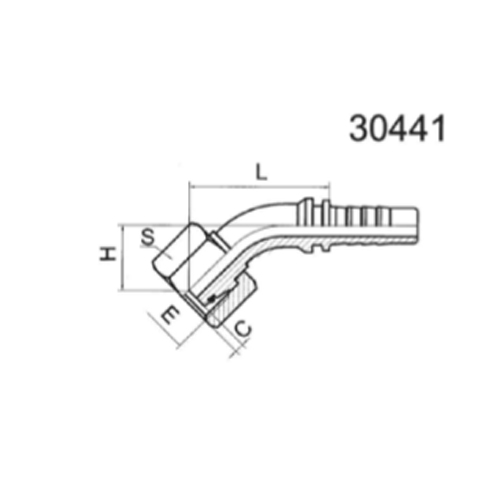 45° metric internal thread, 24° tapered with O-ring, lightweight series