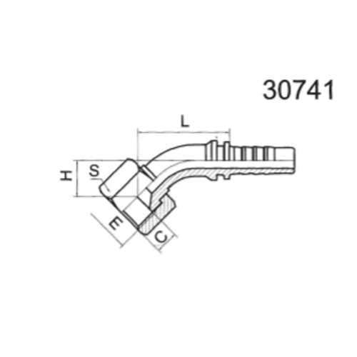 Metric external thread, 24° internal taper, light series