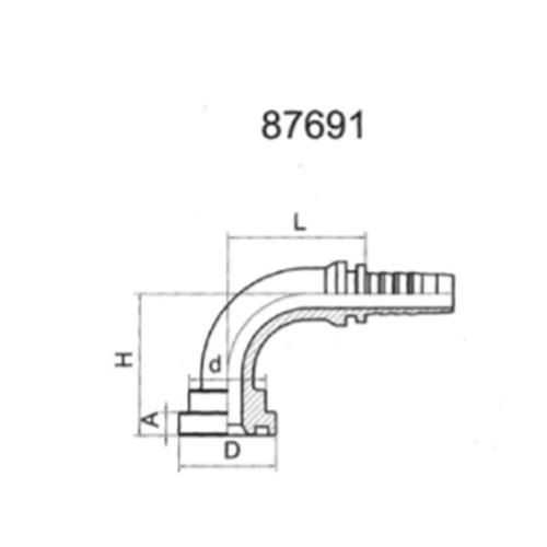 90° SAE flange, 6000 PSI