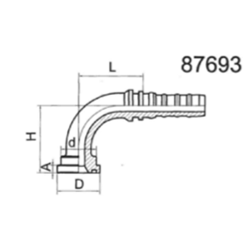 90° SAE flange, 6000 PSI