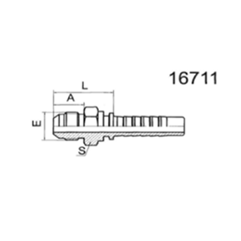 US-standard JIC external thread with a 74° external tapered surface