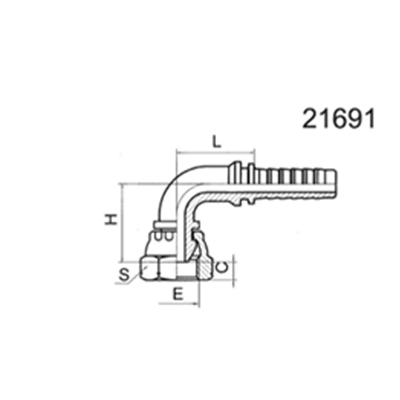 90° American NPSM internal thread, 60° external conical surface