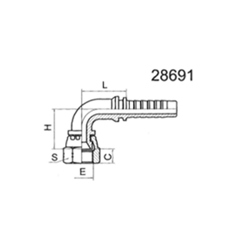90° Japanese/British internal thread, 60° internal taper surface