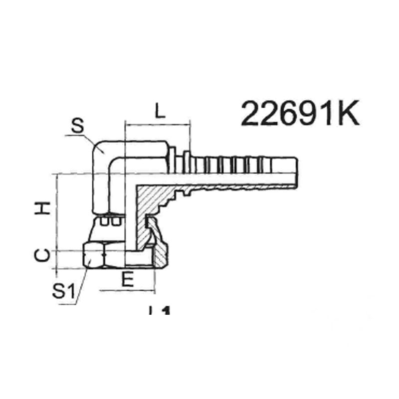 90° English internal thread, 60° external conical surface, double hexagon