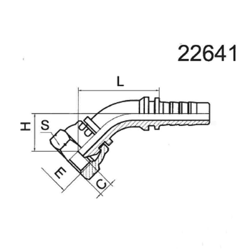 45° English internal thread, 60° external conical surface.