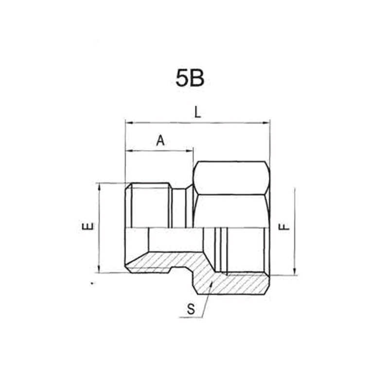 BSP external thread with 60° internal taper or hexagonal end face, sealed with a combination gasket / internal thread