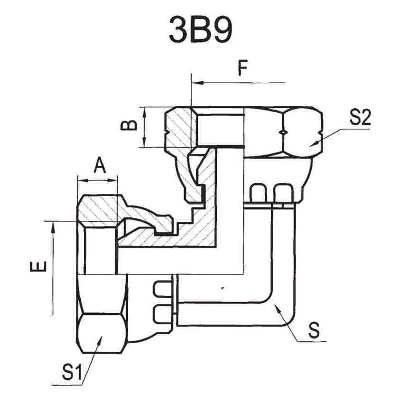 90° BSP internal thread, 60° external cone
