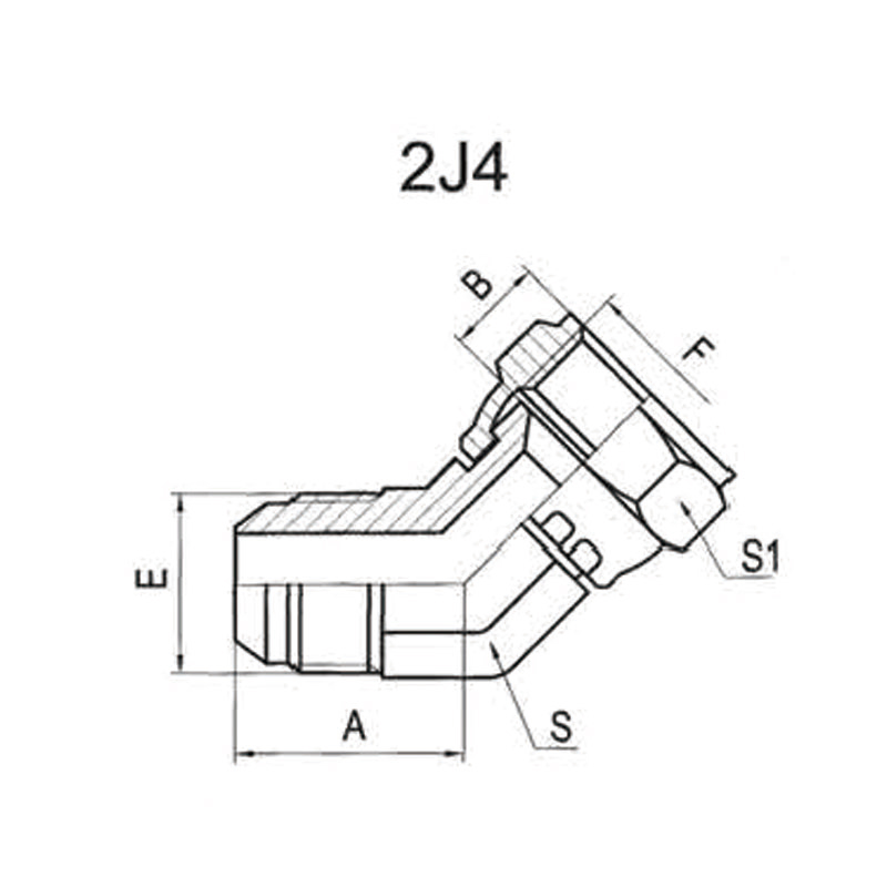 45° American JIC external thread, 74° external taper / JIC internal thread, 74° internal taper