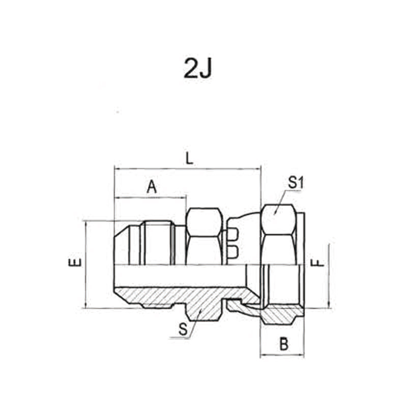 American JIC external thread with a 74° external taper / JIC internal thread with a 74° internal taper