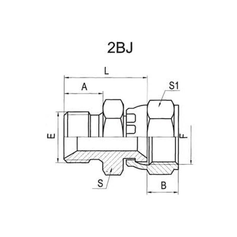 BSP external thread 60° internal taper / JIC external thread 74° internal taper