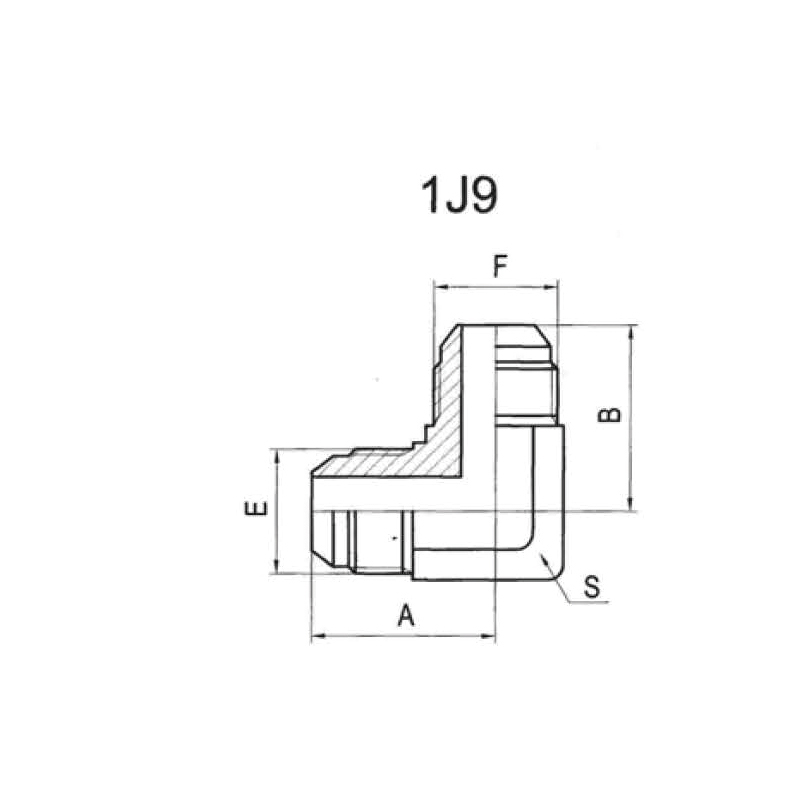 90° US-standard JIC external thread, 74° external taper