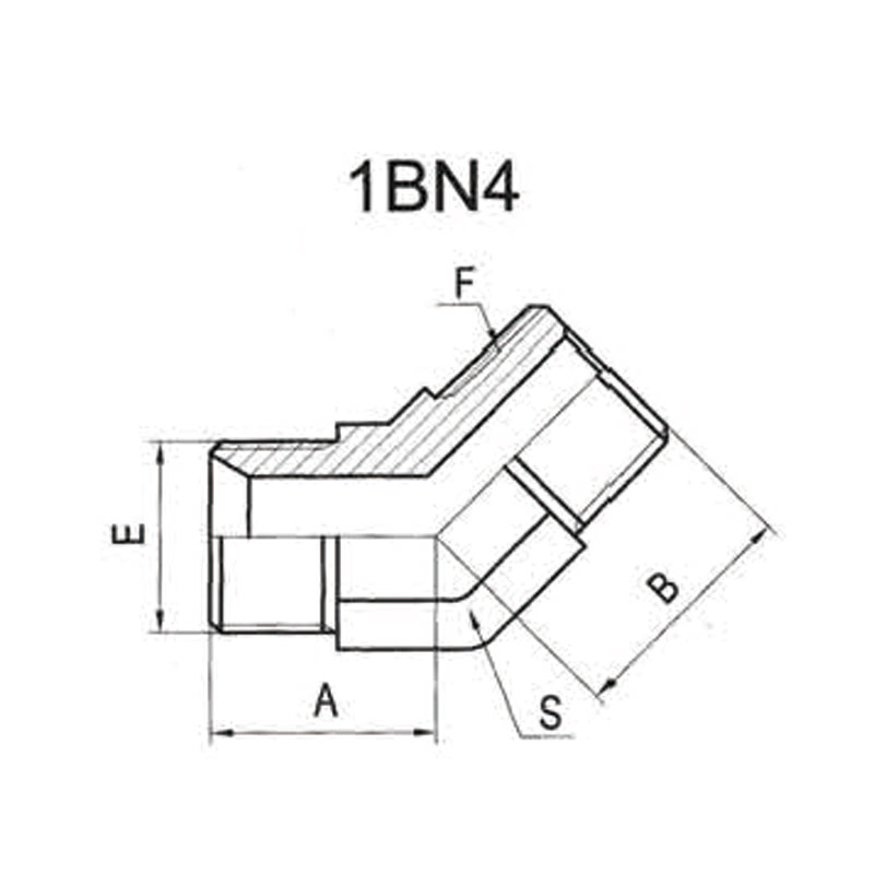 45° BSP external thread, 60° internal taper / NPT external thread