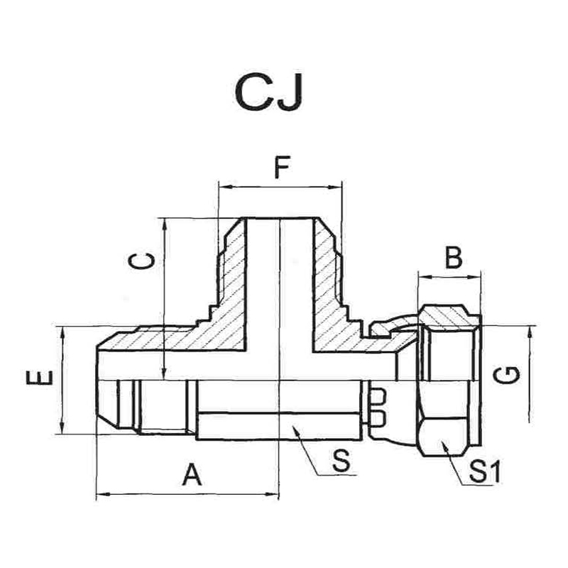 US-standard JIC external thread 74° external taper / US-standard JIC internal thread 74° internal taper main three-way valve