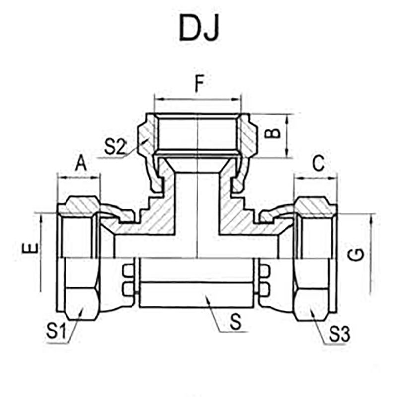 American-made JIC internal threaded 74° internal taper three-way valve