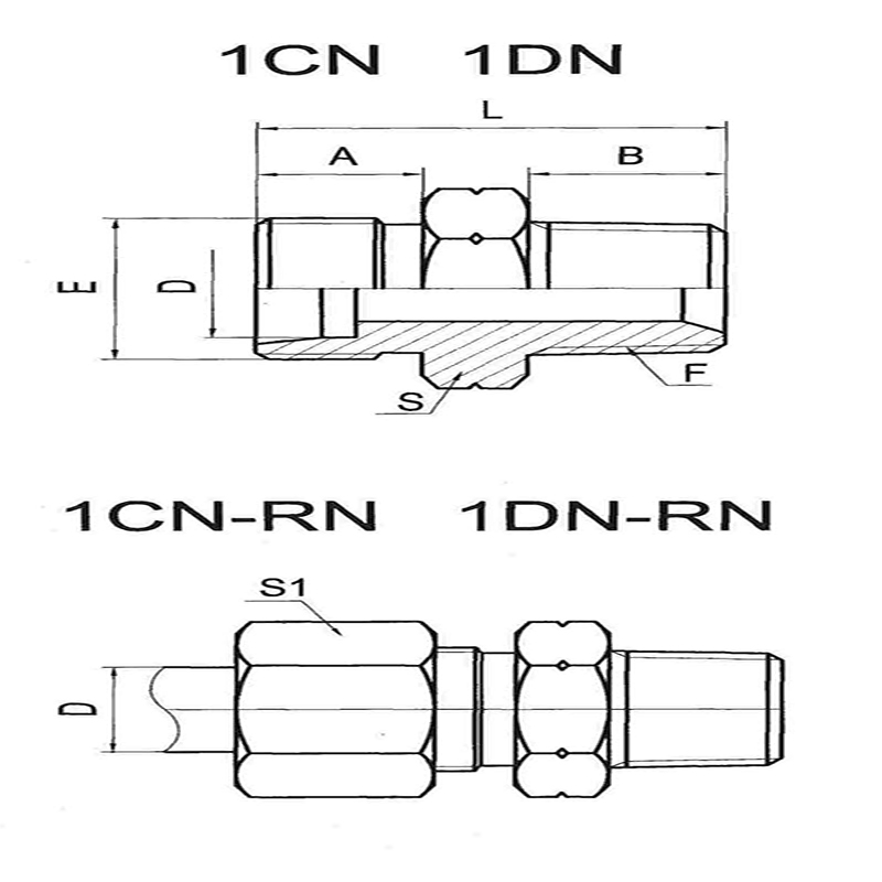 Metric external thread 24°/NPT external thread