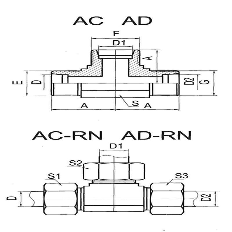 Metric external thread 24° tee