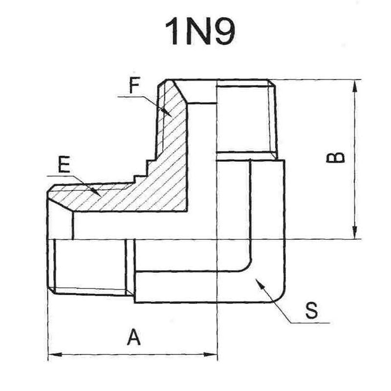 90° NPT external thread